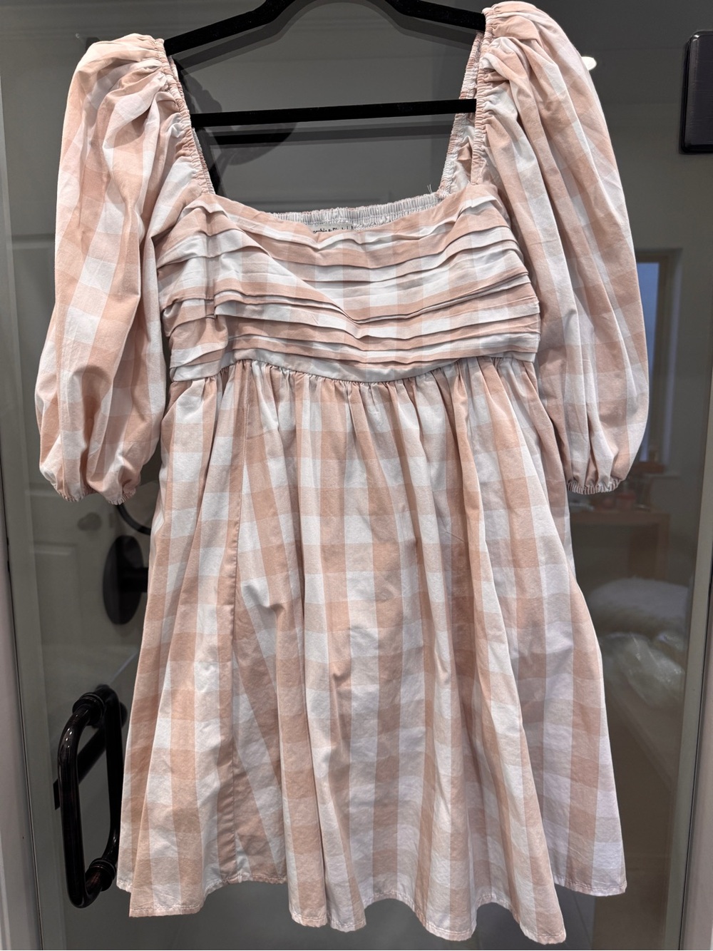 Abercrombie & Fitch Gingham Puff-Sleeve Babydoll Dress Size M